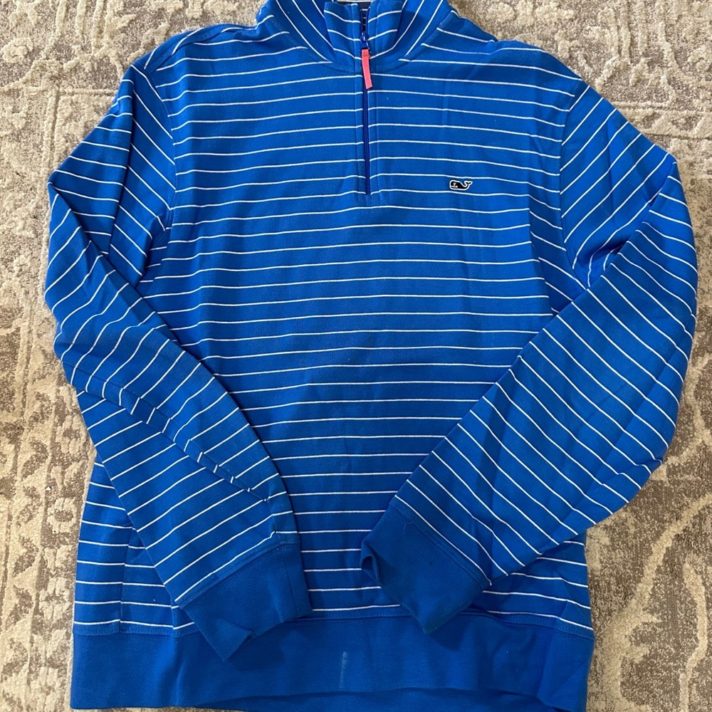 Vineyard Vines Men's Blue Striped Quarter Zip